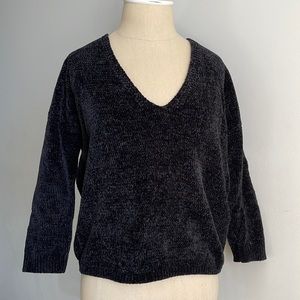 Express black chenille 3/4 length sleeve sweater